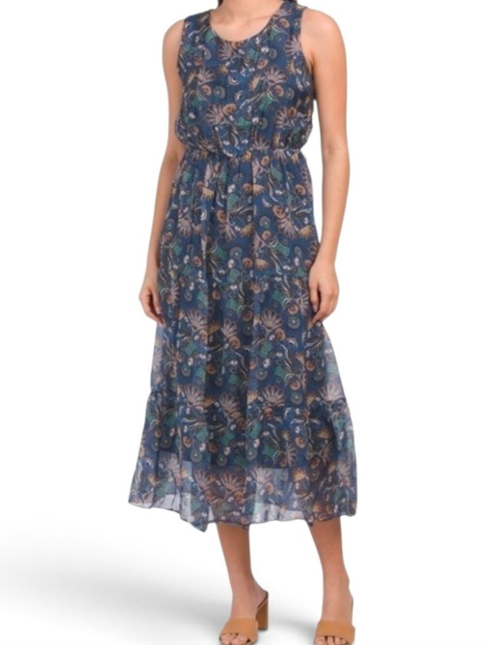 LARA GUIDOTTI X ANTHROPOLOGIE Printed Silk Blend Elastic Waist Dress - Large